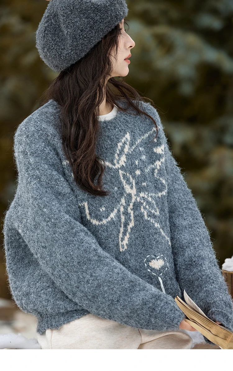 Mishow Butterfly Color Clash Wool Pullover MXD57Z1016