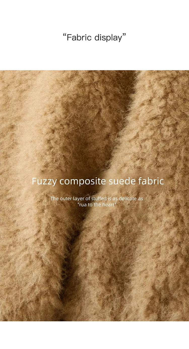 MISHOW Women's Lamb Wool Jacket 2025 Winter Retro Casual Coat Crew Neck Long Sleeve Soft Jacket Commuting Windproof MXE90W0995