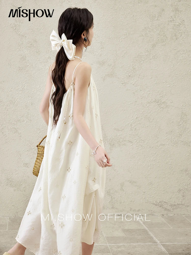 MISHOW Elegant Summer Camisole Dress Women 2025 New Sleeveless Hollow Embroidery Slim Dresses Female Fashion Romantic MXE15L2142