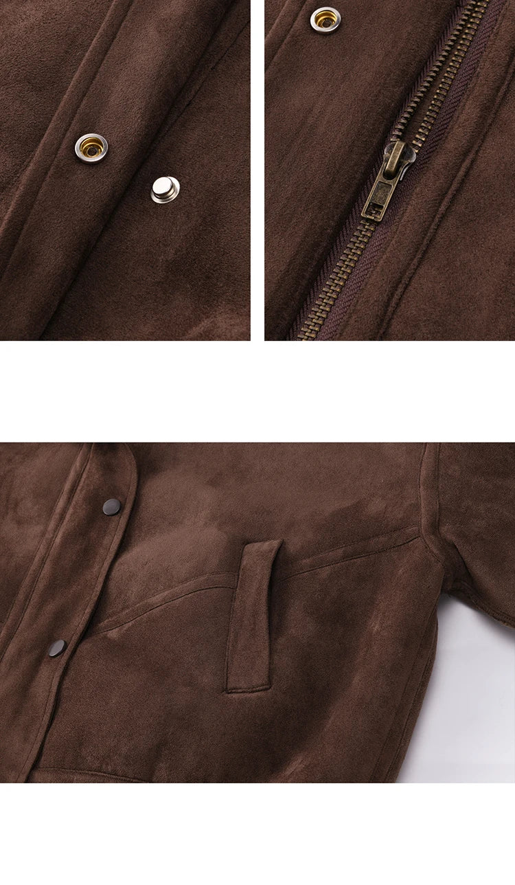 MISHOW Women's Blue Jacket 2025 Winter Blue Plush Turn-down Collar Zip-up Coat Fashion Casual Warm Loose Coat Woman MXE87W0917