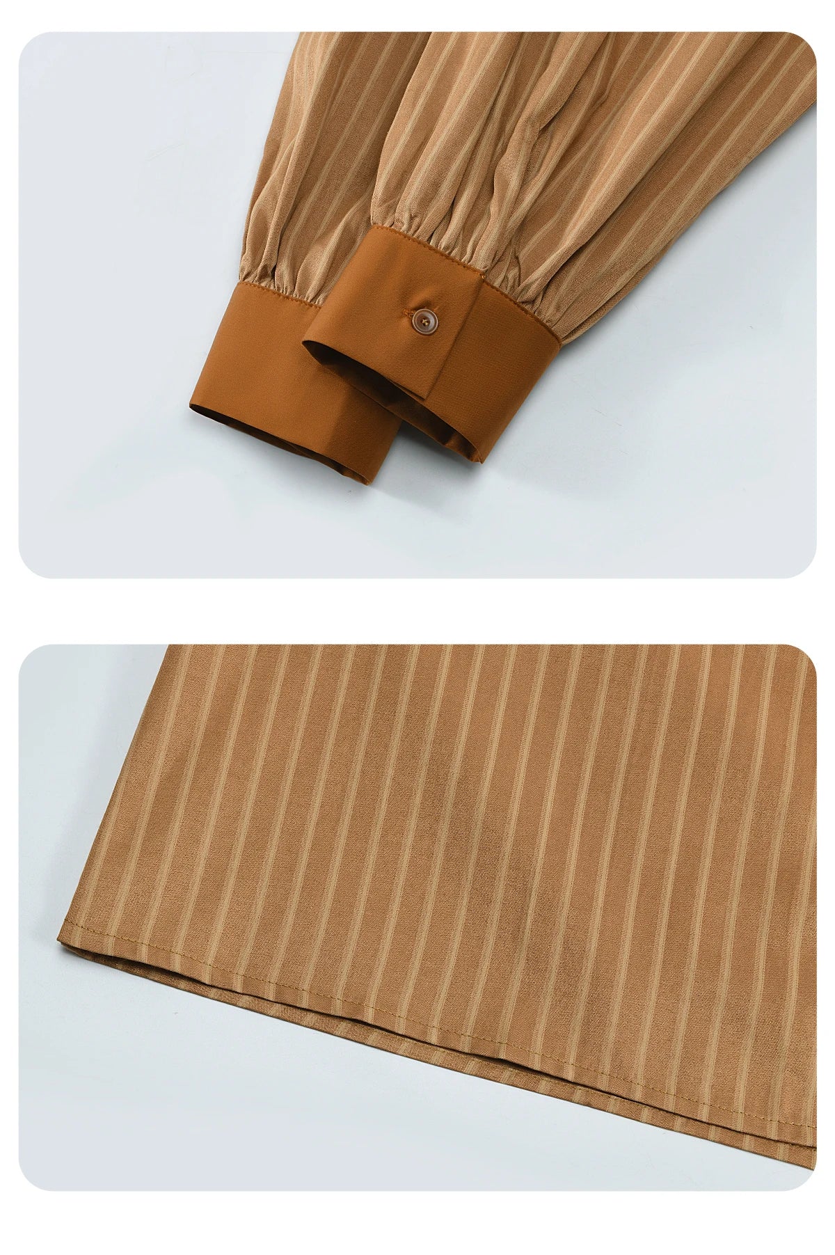 MISHOW Striped Casual Shirt for Women 2024 Autumn Retro Lapel Long Sleeve Top Contrasting Cuffs Shirts Office Lady MXD42C0301