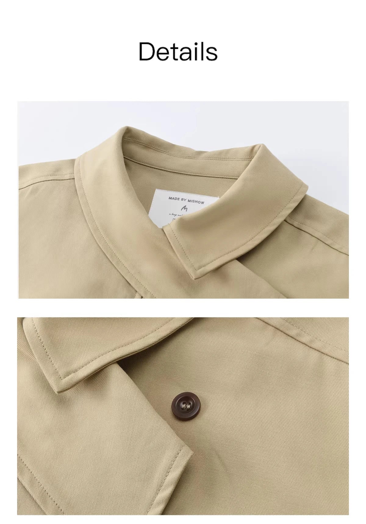 MISHOW Women's Khaki Cropped Jacket 2026 Spring Asymmetrical Collar Drawstring Waist Short Jackets Casual Loose Coat MXF11W1029