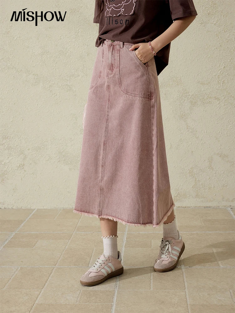 MISHOW Casual Spring Summer Skirt Women New 2025 Solid High Waist Slim Denim Skirts Female Fashion Straight Clothing MXD44B0506