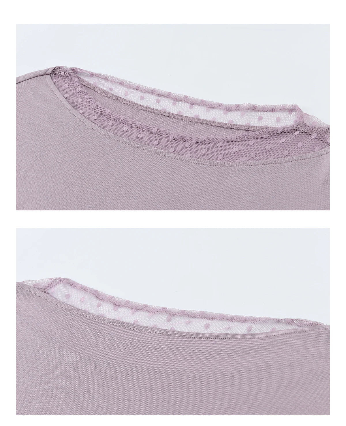 MISHOW Women's Mesh Wool Lace Polka Dot Splicing Tops 2026 Spring Boat Neck Slim Belt Twist Casual Solid T-Shirts MXF13Z3001