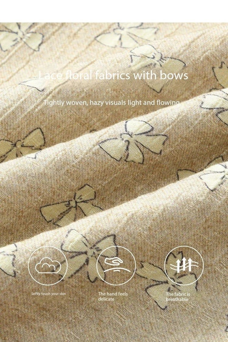 MISHOW Women's Floral Round Neck Shirts 2025 Spring Ruffled Collar Commuting Top Sweet Petal Sleeve Lace-up Shirts MXE14X1729