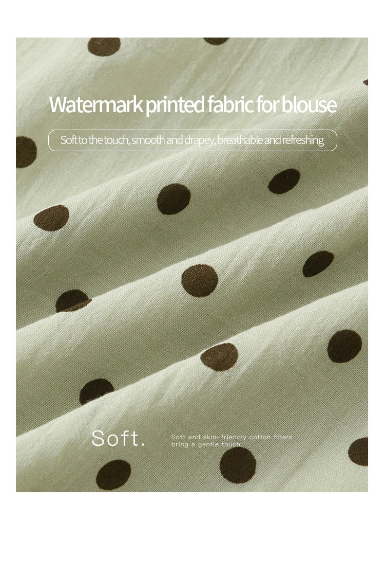 MISHOW 2025 Summer Women's Two Piece Set Polka Dot Puff Sleeve Top Casual Pocket Wide Leg Pants Set Female Clothing MXE39T0657