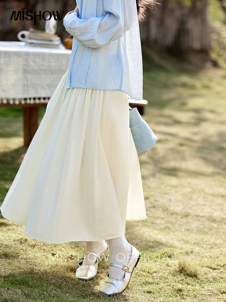 MISHOW Casual Versatile Skirt Women 2025 Spring Solid New A-line Slim Long Skirts Female Fashion High Waist Clothing MXE12B0663