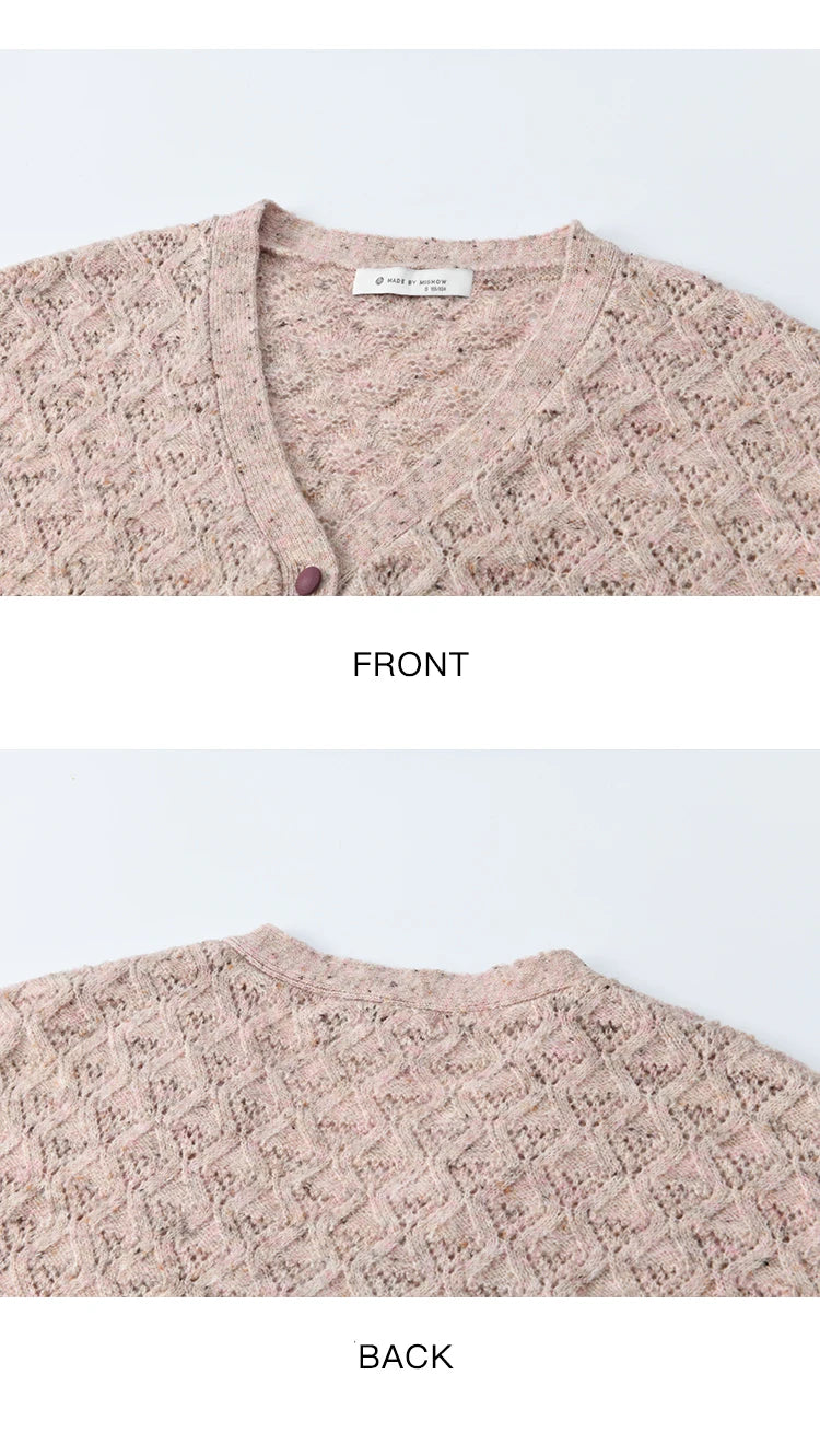 MISHOW Colorful Dot Wool Knitted Cardigan 2025 Autumn Hem Cuffs Shell Embroidery Tops Hollow Argyle Pattern Sweater MXE44Z1364