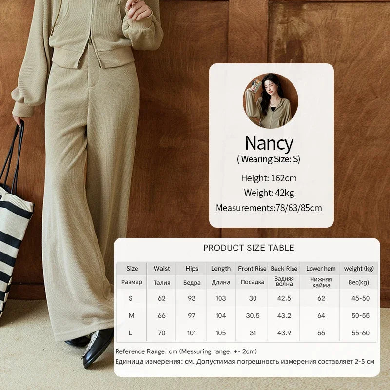 MISHOW Hooded Double Zipper Sweatshirt Knitted Straight Leg Pants Separately Versatile Top Back Elastic Waist Pants MXD44Z0794