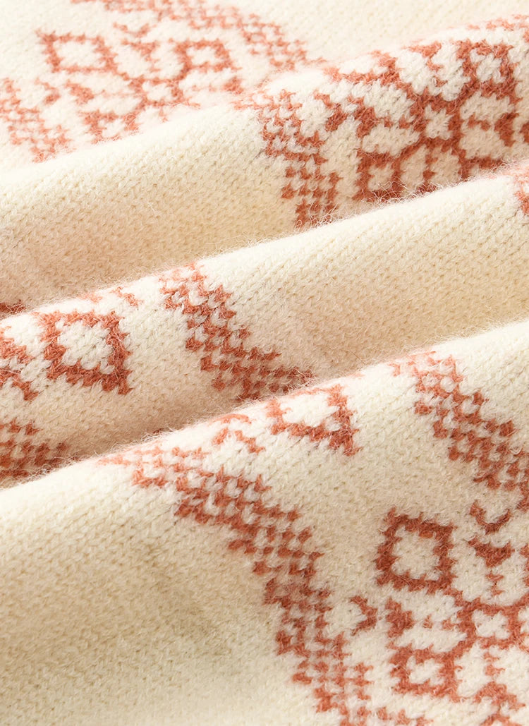 MISHOW Fair Isle Knitting Sweater Women Christmas Turn Down Collar Pullovers Versatile Soft Warm Office Lady Warm Top MXD59Z1042