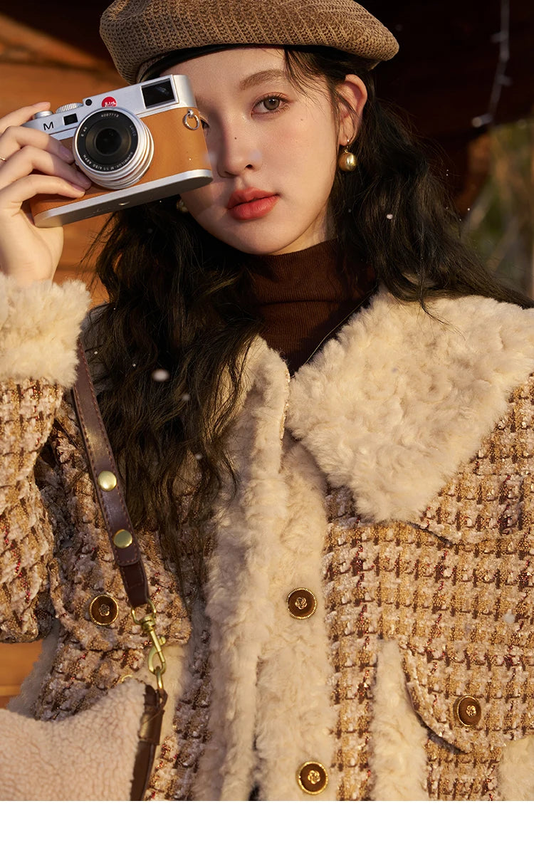 MISHOW Winter Parkas Jacket Women High Quality Loose Padding Cotton Coat Thick Warm Houndstooth Puff Jackets Ladies MXC54W0137