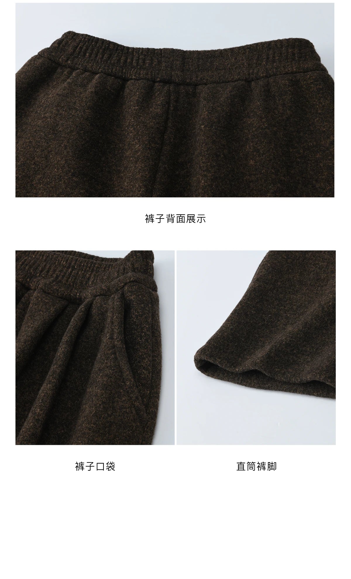 MISHOW Women's Brown Two-Piece Set 2025 Winter Faux Fur Hood Sweatshirt Elastic Waist Wide-Leg Pants Warm Casual Sets MXE94T1476