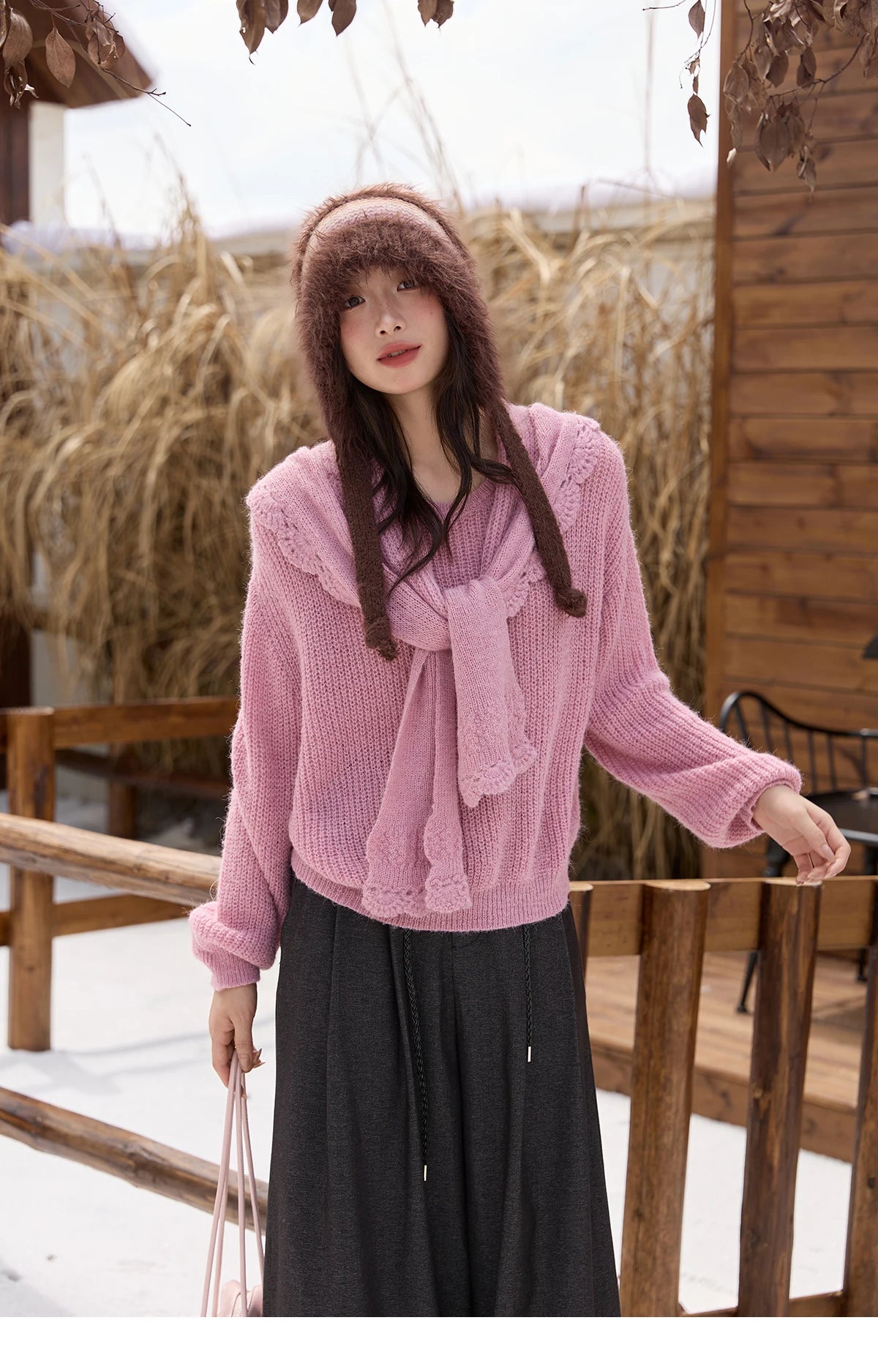 MISHOW Women's Trousers 2025 Autumn Winter Lace-up Gray Wide-leg Pants High Waist Slim Commuting Casual Pants Women MXE51K1106