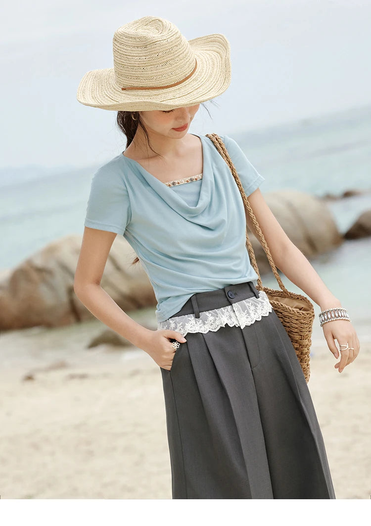 MISHOW Gray Suitable Pant Women 2025 Summer High Waist Retro Long Wide Leg Pants Woman Fashion Office Lady Trousers MXE32K0921