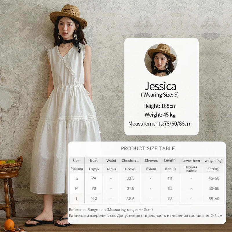 MISHOW Sleeveless Dress for Women Summer 2025 Drawstring Waist Simple Fashion Lace V-neck Dresses Female Clothing MXE37L2331