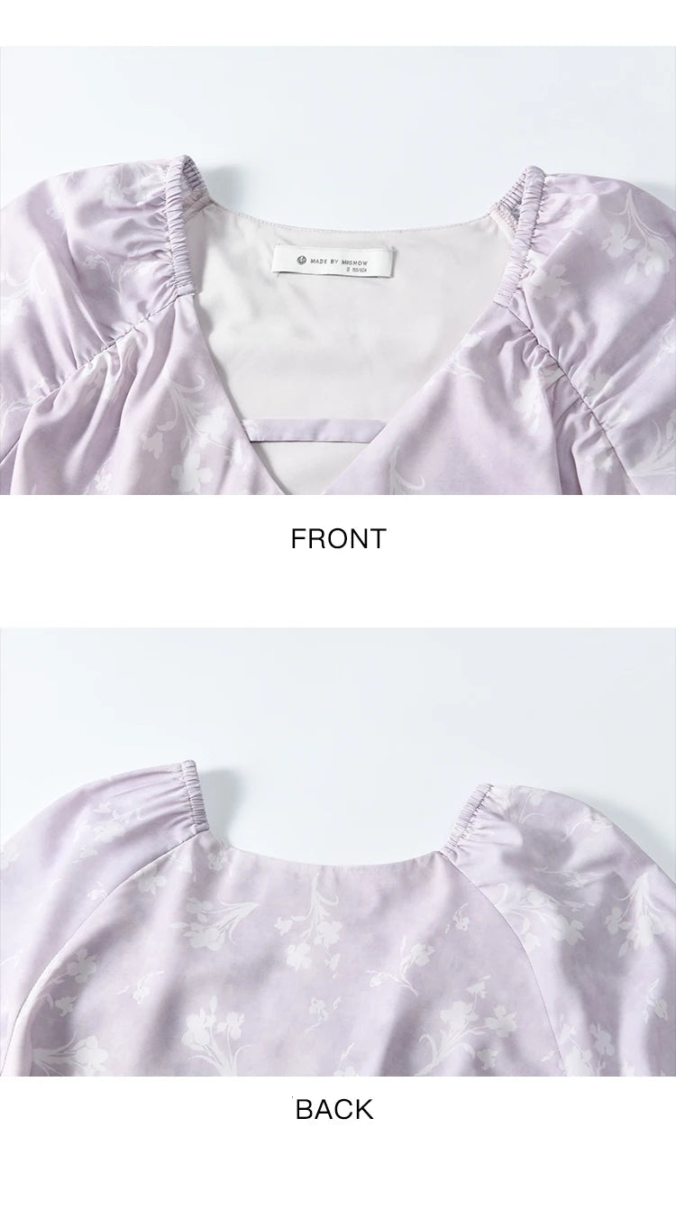 MISHOW Elegant Black Fungus Edge Dress for Women Spring 2025 Floral Lace-up Waist Dresses Long Sleeved Cake Dress MXE13L2101