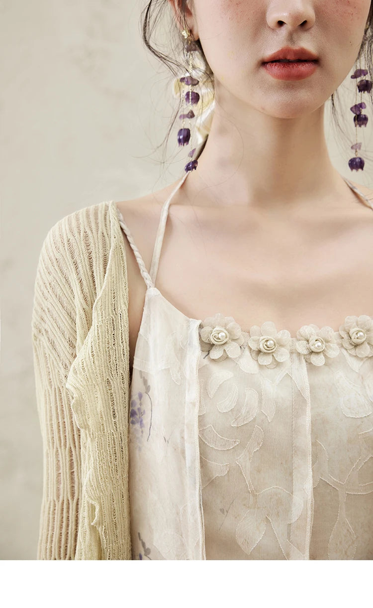 MISHOW Print Suspender Dress Women 2025 Spring Summer Square Collar Sleeveless Cut Flower Dresses New Fashion Slim MXE16L2144