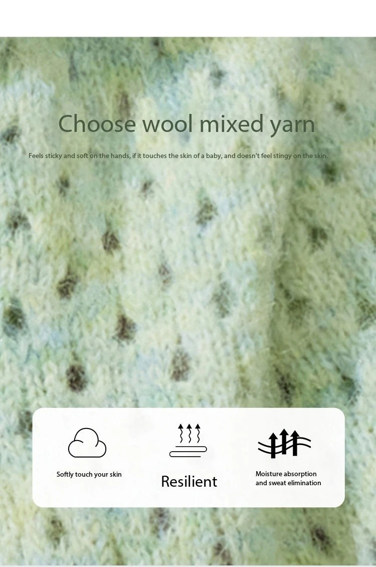 MISHOW Green Knitted Cardigan for Women Spring 2025 Loose Hollow Out Wave Neck Commuting Slim Open Stitch Cardigan MXE12Z1212