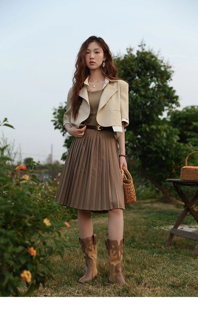 MISHOW Fake Two Short Suit Jackets for Women Summer Three Quarter Single Breasted Turn-down Collar Female Coats MXC33W0016