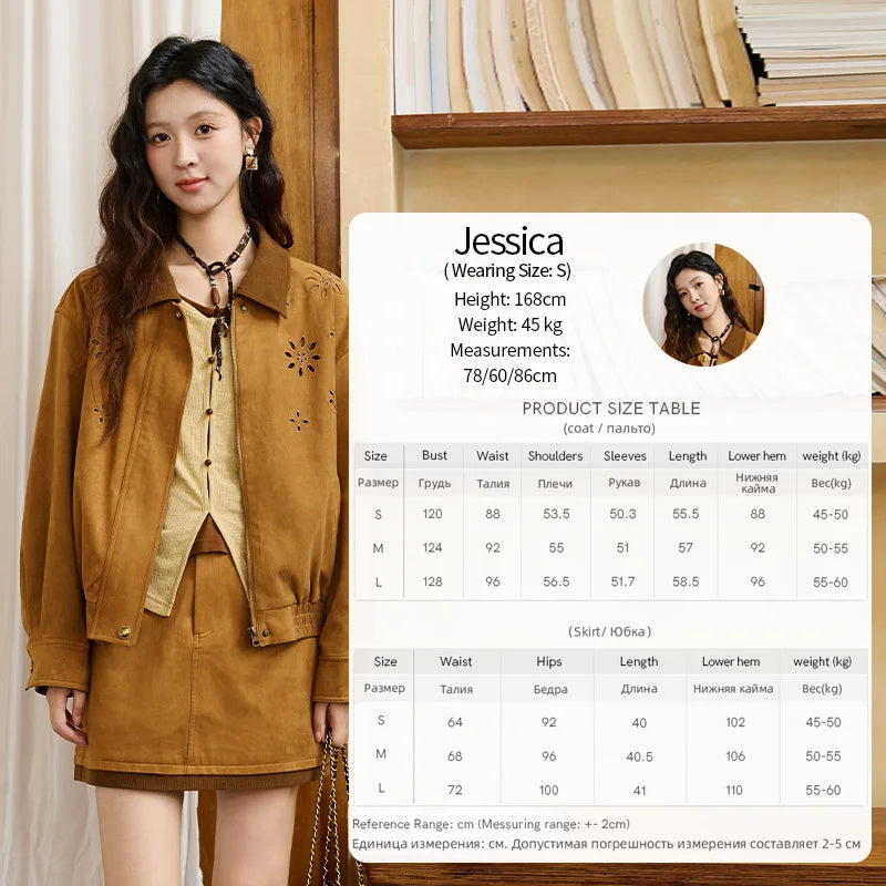 MISHOW Skirt Two Piece Set for Woamn 2025 Retro Corduroy Cutout Lapel Jacket Mini Skirt Autumn Women's Clothing Set MXE47T0745