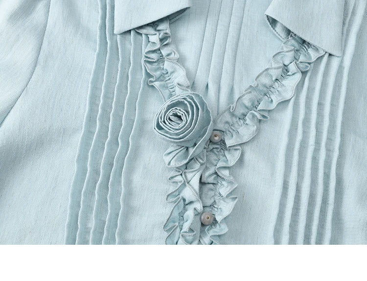 MISHOW Spring New Blouses for Women 2025 V-neck Long Flare Sleeve Solid Shirts Female Fashion Straight Tops Woman MXE14X1730