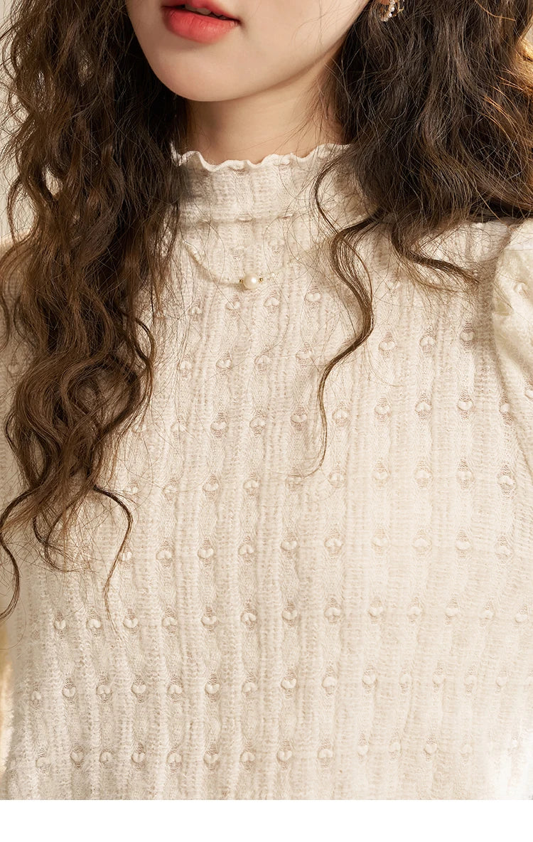 MISHOW Lace Bottoming Shirt Women Autumn Winter Mock Neck Long Sleeve Knitted Pullover French Warm Inner Top Female MXC58Z0481