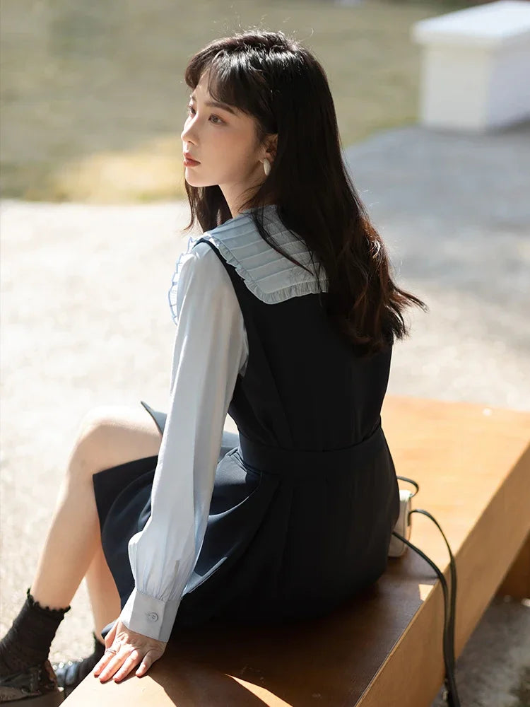 MISHOW Spring Vest Dress Korean Doll Collar Shirt Long Sleeve Elegant Shirt Female Clothing Separately Office Lady MXB12C0199