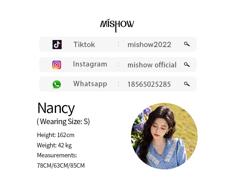 MISHOW Lace Patchwork Polka Dot Shirt for Women Spring 2025 French V-neck Shirt Cuff Splic with Hollowed Out Lace Top MXE12X1707