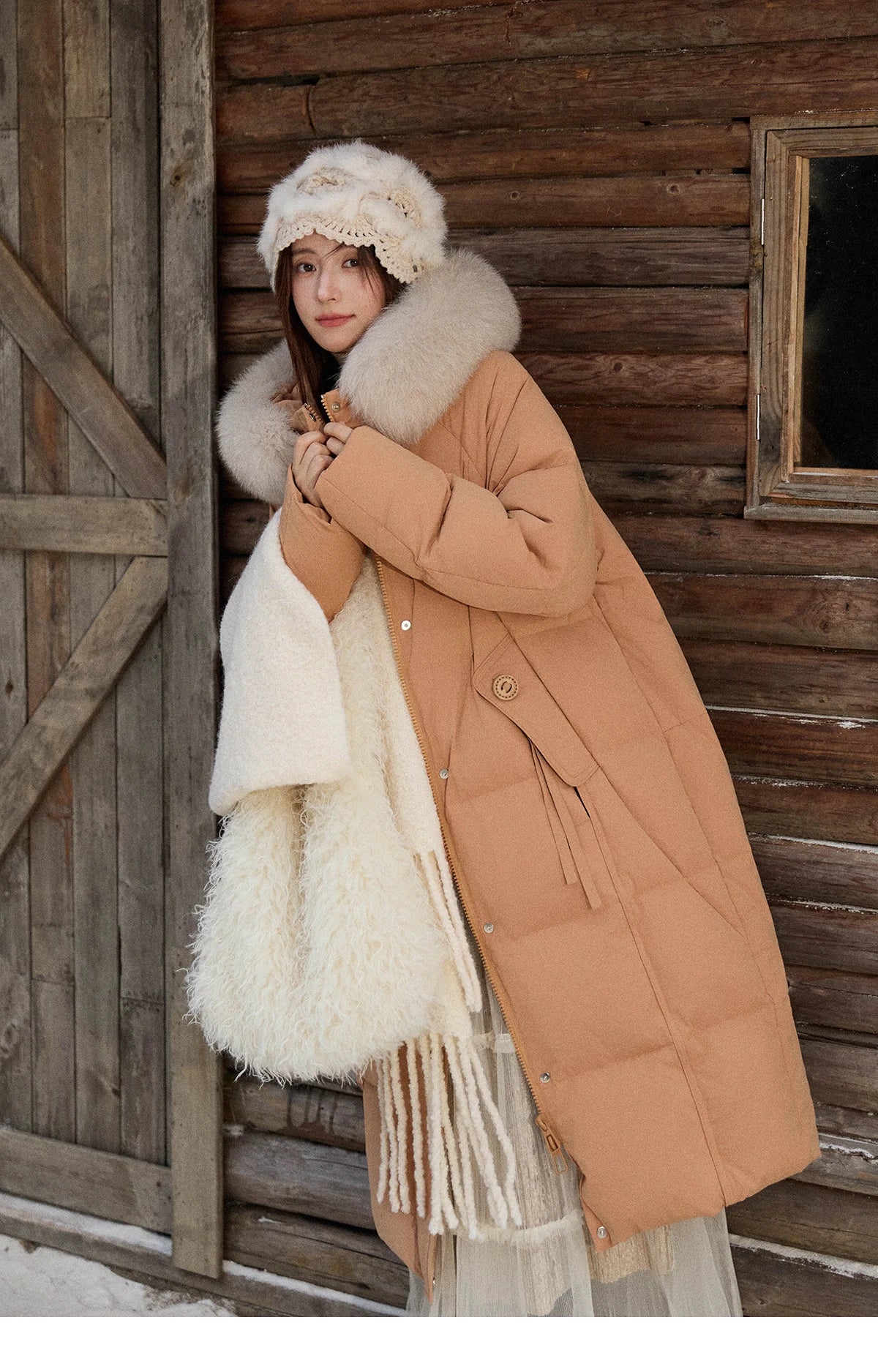 MISHOW Women's Winter Coat with Hood 2025 Fashion Solid Commute Long Down Jacket Windproof Warm Down Coat Luxury MXE51Y0079