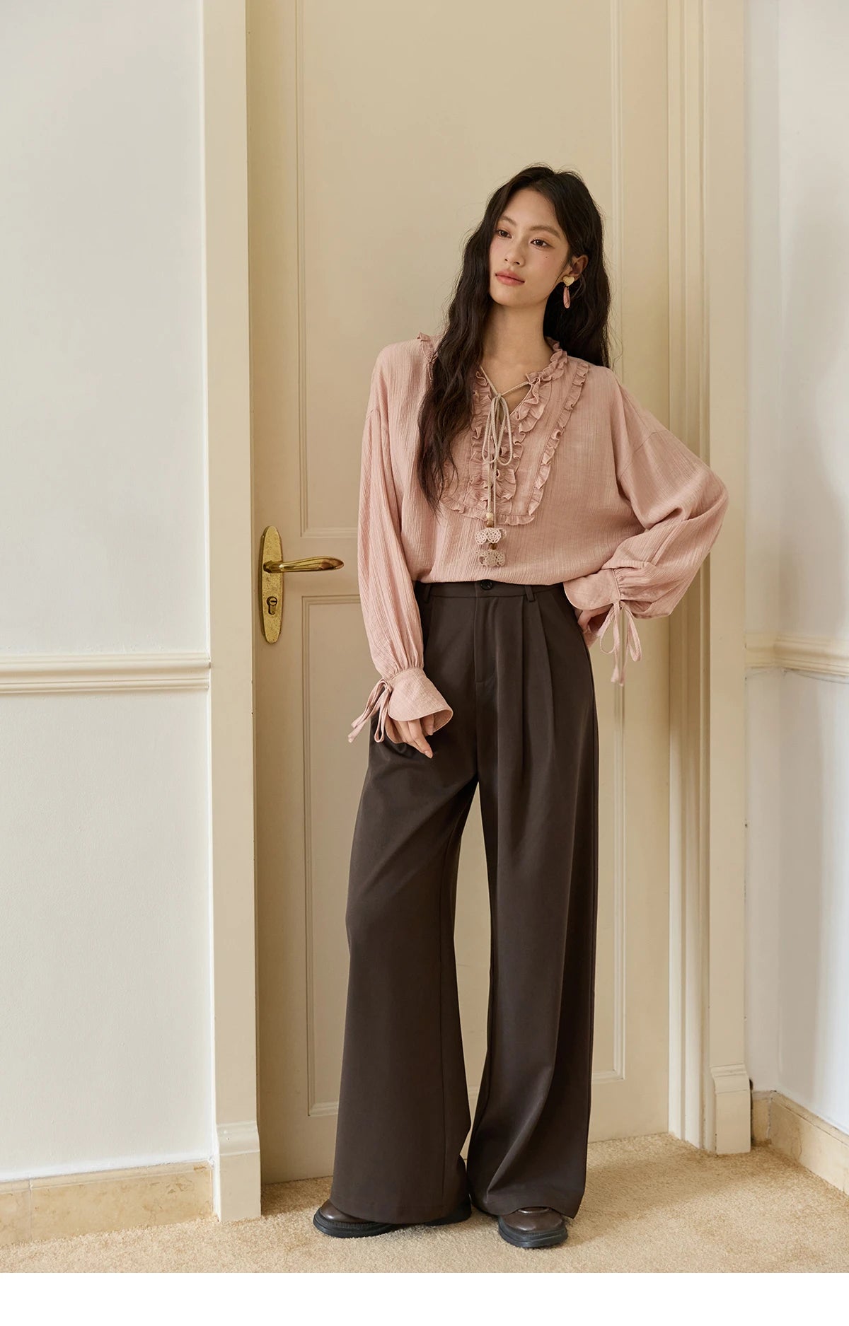 MISHOW Women's Solid Wide-leg Pants 2025 Autumn Fashion Minimalist High-waisted Loose Trousers Commute Pockets Pants MXE46K1090