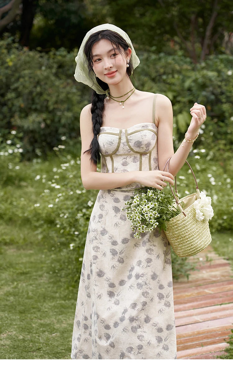 MISHOW Floral Camisole Skirt Separately Summer Adjustable Shoulder Straps Sleeveless Top Back Elastic Waist Skirts MXD14D0026