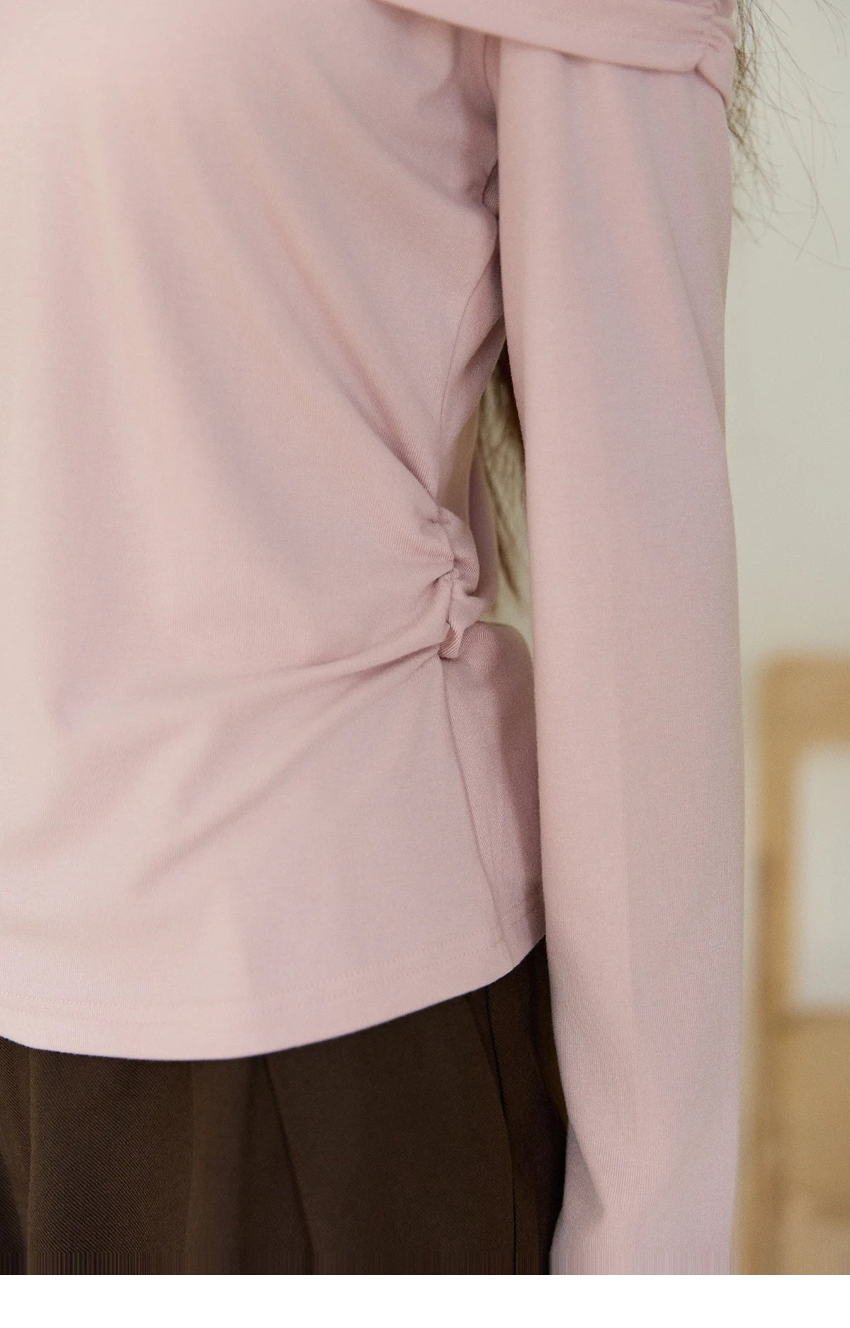 MISHOW Women's Lace Patchwork One Shoulder T-shirt 2026 Spring Twist Casual Slim Tees Sweet Pink Long Sleeve Tops MXF108Z1026