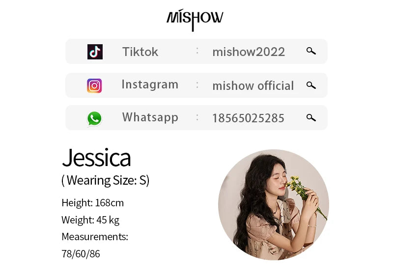 MISHOW Chinese Polo Neck Top Asymmetric Fork Skirt Separately Summer Floral Puff Sleeve Shirt High Waist A-line Skirt MXD22X1396