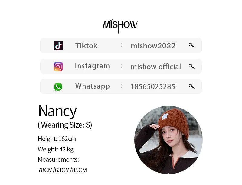 MISHOW Women's Retro Arctic Fleece Cat Sweater 2025 Autumn Winter Color Block Lapel 3D Jacquard Thick Knitted Top MXE90Z2835