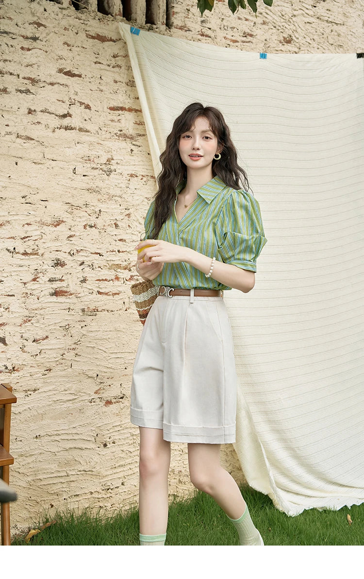 MISHOW Casual Solid Suit Short Pants for Women 2024 Summer High Waist Slim Straight Leg Pants Loose A-line Shorts MXD28K0647