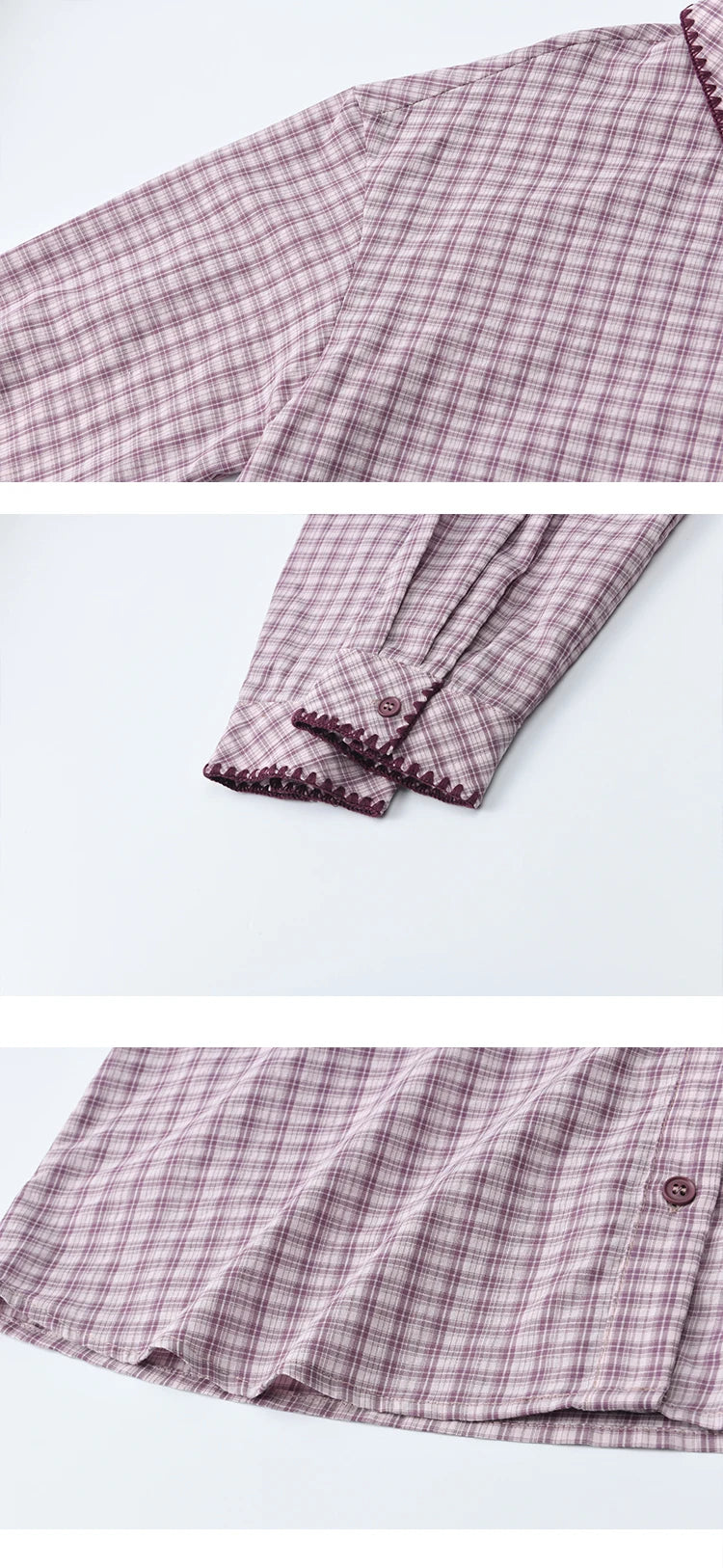 MISHOW Purple Plaid Shirt for Women Autumn 2025 Contrasting Embroidery Irregular Placket Shirt with Pocket Casual Top MXE44C2394