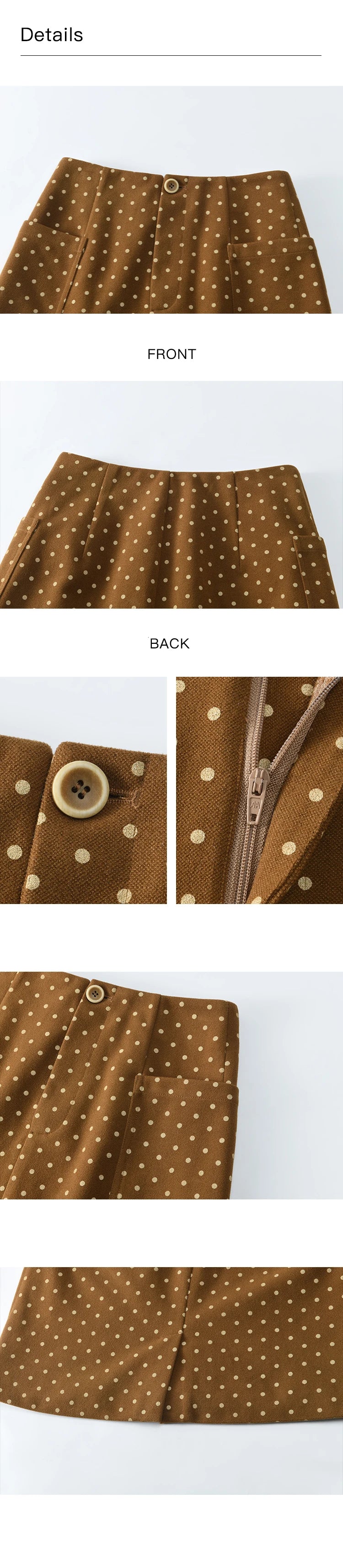 MISHOW French Polka Dot Skirt Women 2024 Winter American Retro High Waist A-line Skirt Symmetrical Side Pockets Skirt MXD34B0576