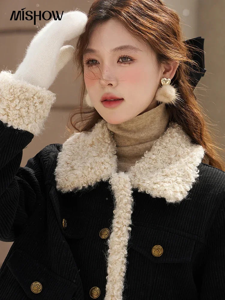Mishow French Corduroy Patchwork Jacket & Mini Skirt Set MXC57W0180
