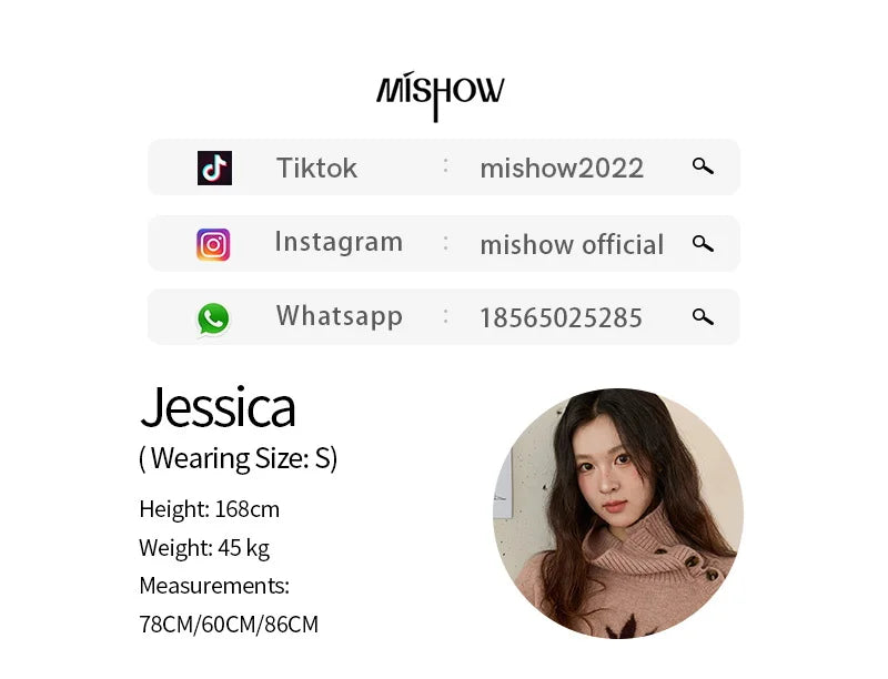 MISHOW Plant Jacquard Sweater for Woman 2025 Winter French Style Casual Turtleneck Design Knitted Pullover Tops Woman MXE86Z2658