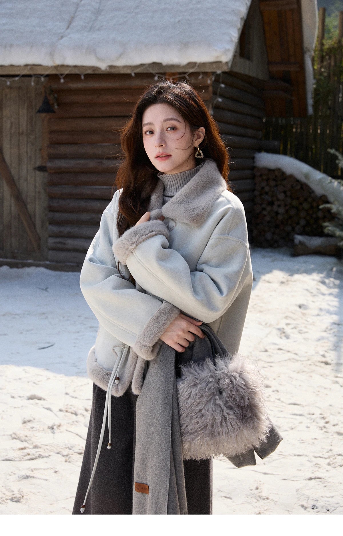 MISHOW Suede Imitation Mink Fur Coat Women Winter 2025 Retro Thick Plush Lace Up Coat Warm Lapel Jackets Office Lady MXE90W0921