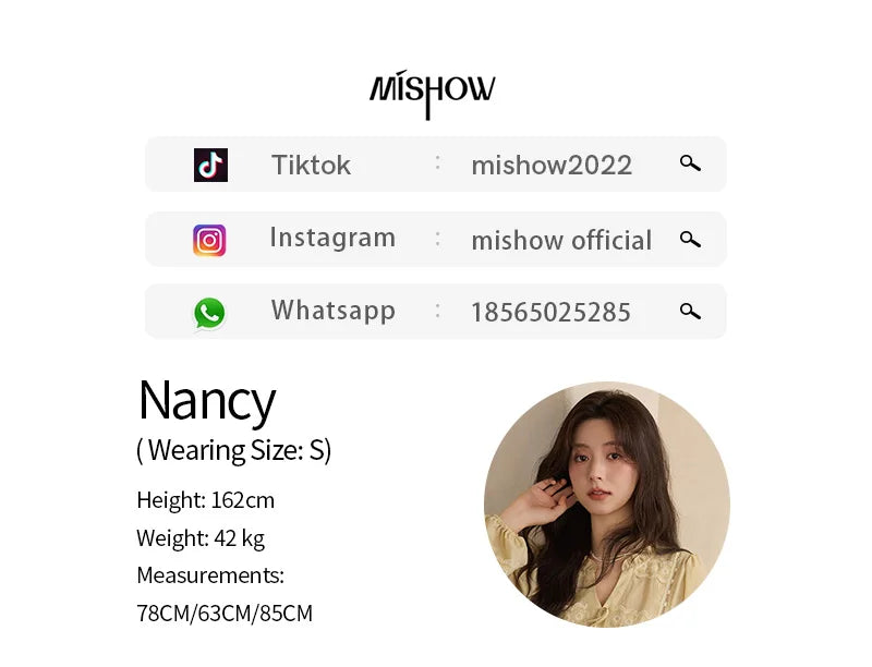 MISHOW French Thin V-neck Blouse 2025 Autumn Lace Patchwork Elastic Cuffs Top Bead Drawstring Lantern Sleeves Blouses MXE41X1925