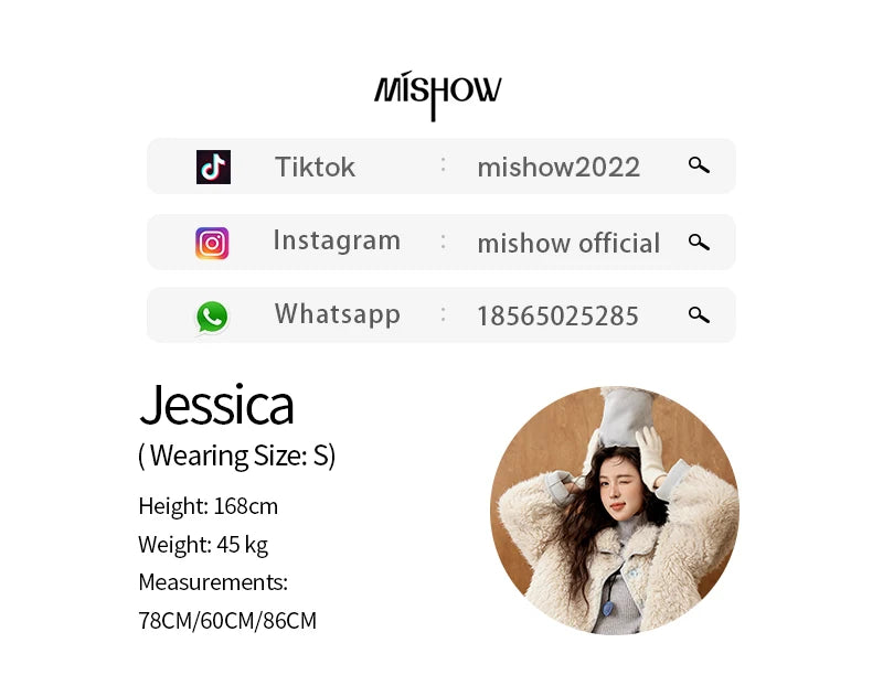 MISHOW Lamb Wool Jacket Women Suede Plush Thick Coat Spliced Turn-Down Collar Sweet Soft Senior Jacket Office Lady MXD59W0753