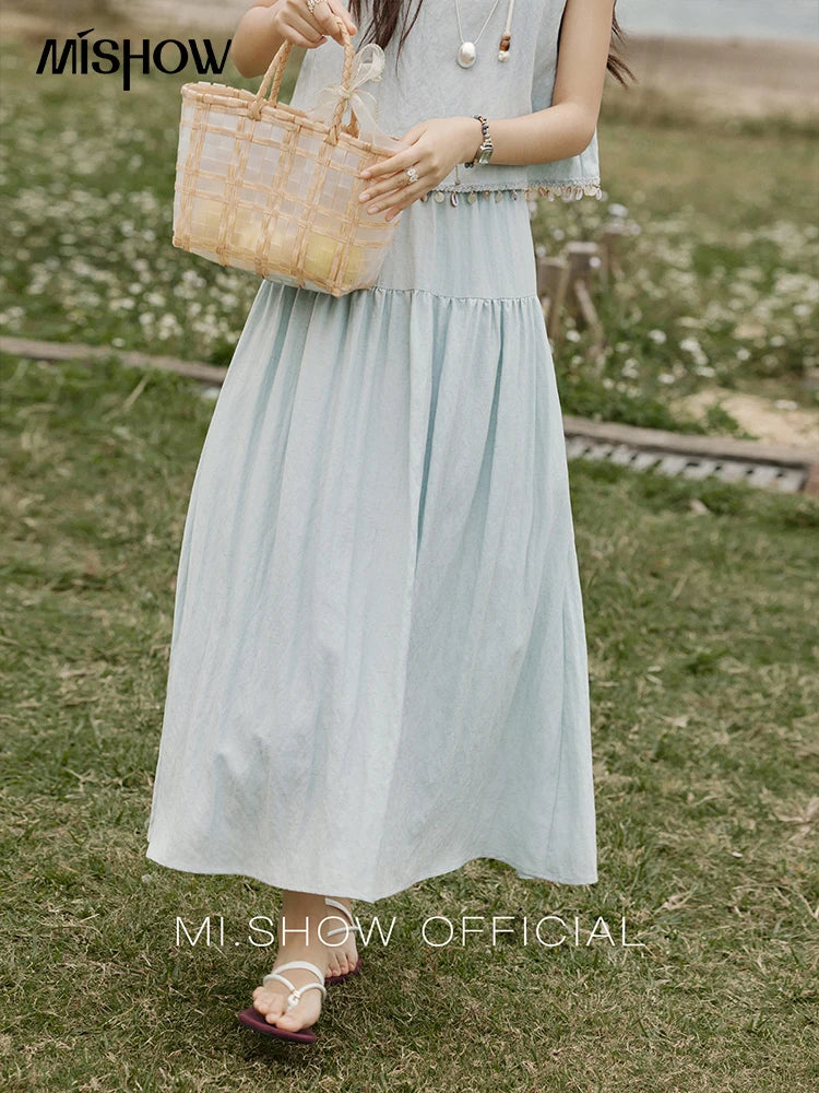 MISHOW Casual Vest Skirt Sets for Women Summer 2025 Sleeveless Round Neck Vests Solid Midi Skirts Female Fashion MXE33T0526