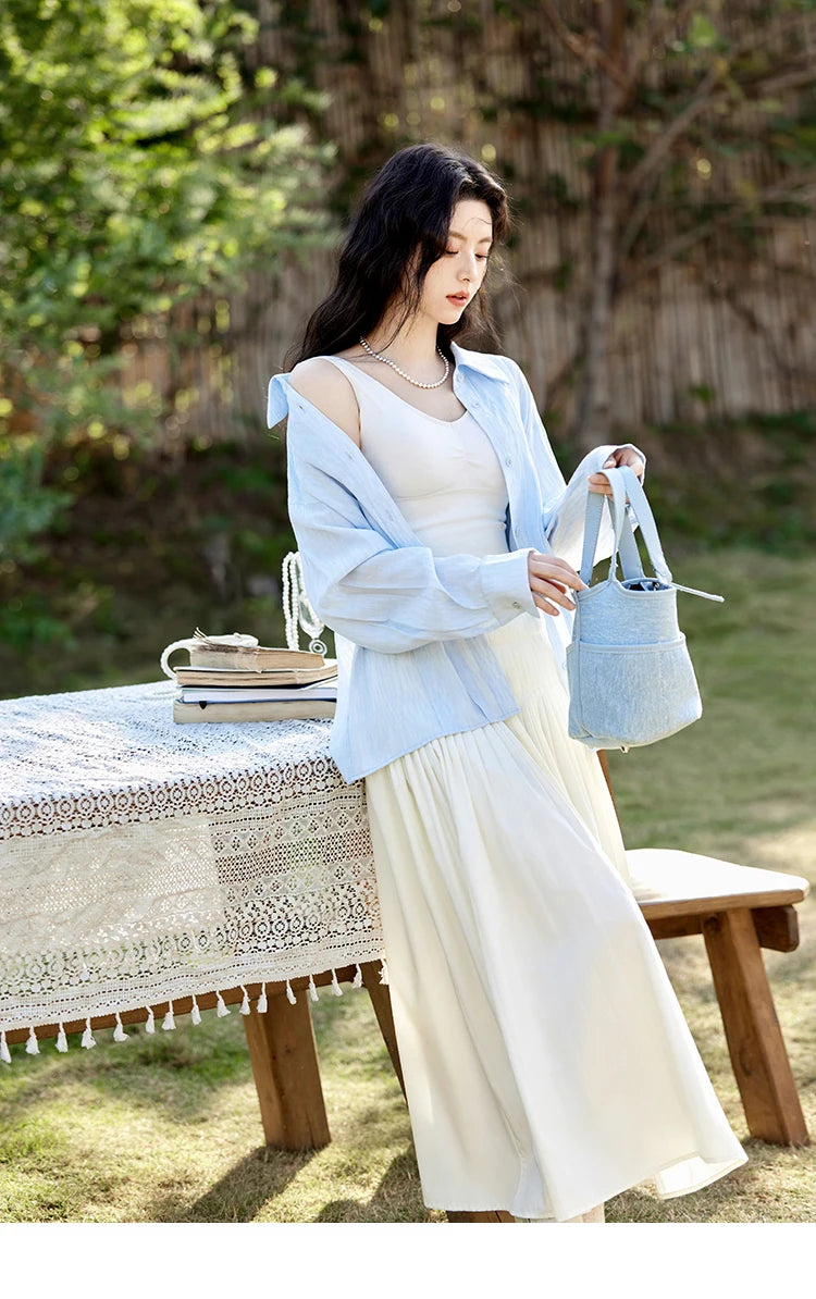 MISHOW Casual Versatile Skirt Women 2025 Spring Solid New A-line Slim Long Skirts Female Fashion High Waist Clothing MXE12B0663