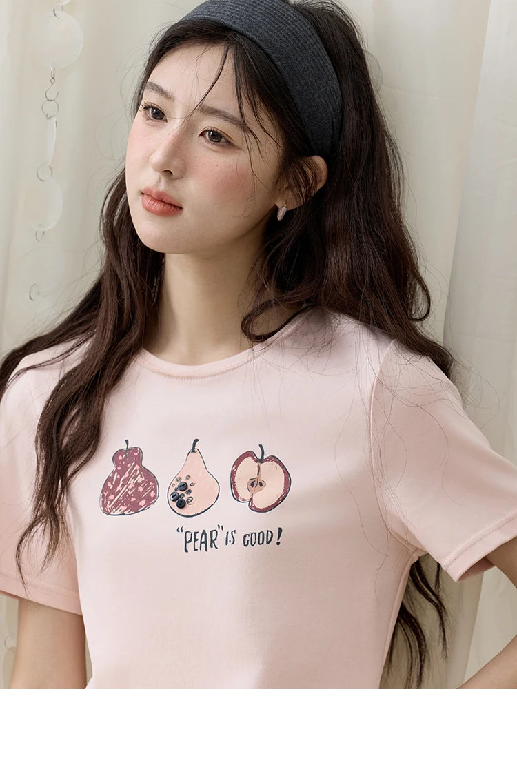 MISHOW Summer Print Casual T-shirt Women New 2025 Short Sleeve Round Neck Slim Shirts Female Fashion Office Lady Tops MXE33T0500