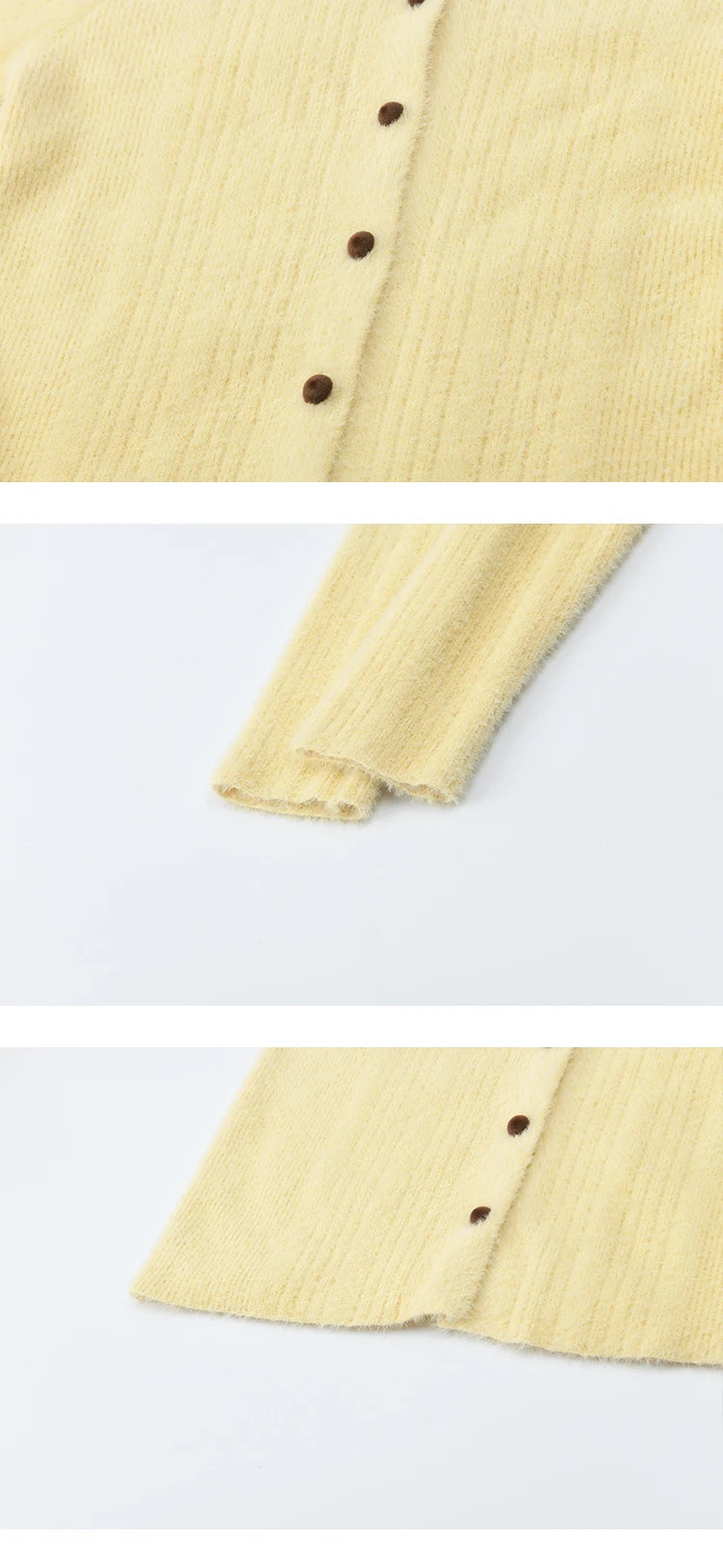 MISHOW Woman Yellow Cardigan 2025 Winter Imitation Mink Fur Knitted Cardigan Turn-down Collar Long Sleeves Soft Top MXE89Z2671