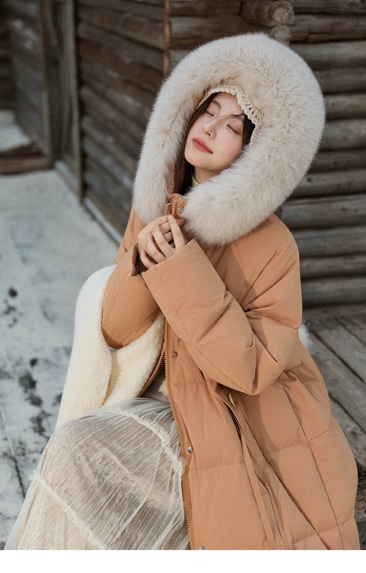 MISHOW Women's Winter Coat with Hood 2025 Fashion Solid Commute Long Down Jacket Windproof Warm Down Coat Luxury MXE51Y0079