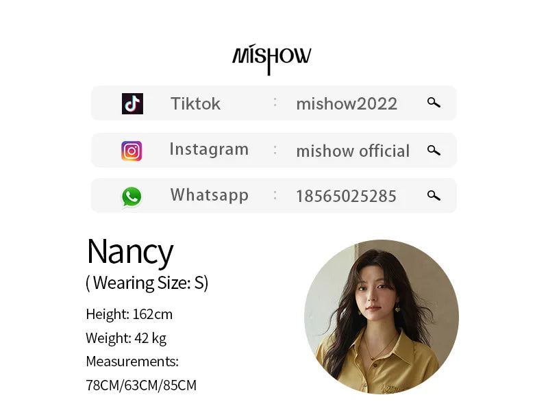 MISHOW Autumn French Drawstring Waist Shirt 2025 Yellow Hem Lotus Leaf Top Female Lapel Lantern Sleeve Commuter Shirt MXE42C2368