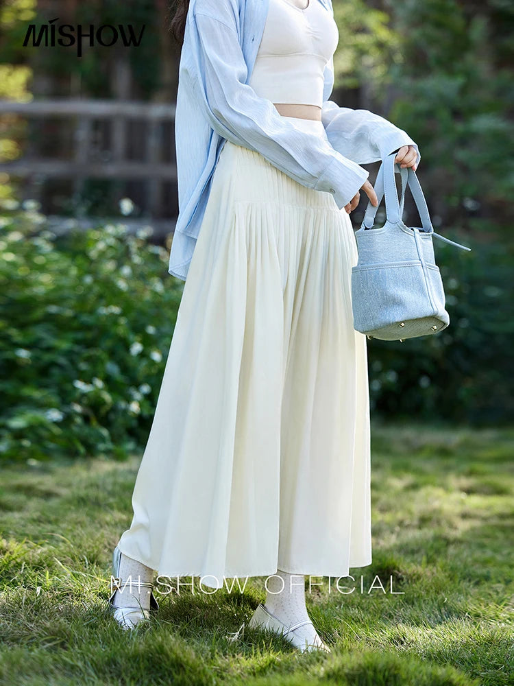 MISHOW Casual Versatile Skirt Women 2025 Spring Solid New A-line Slim Long Skirts Female Fashion High Waist Clothing MXE12B0663