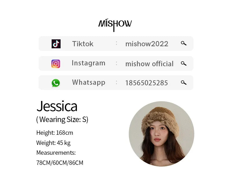 MISHOW Women's Long-sleeved Tops 2025 Winter Retro Brown Three-dimensional Flower Decoration Round Neck Knitted Tops MXE51Z2593